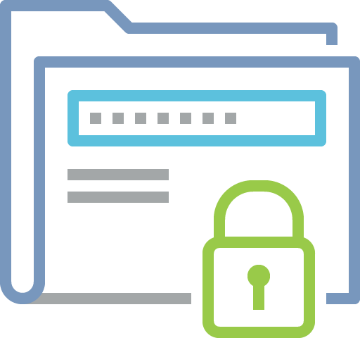 line art of a file and a padlock