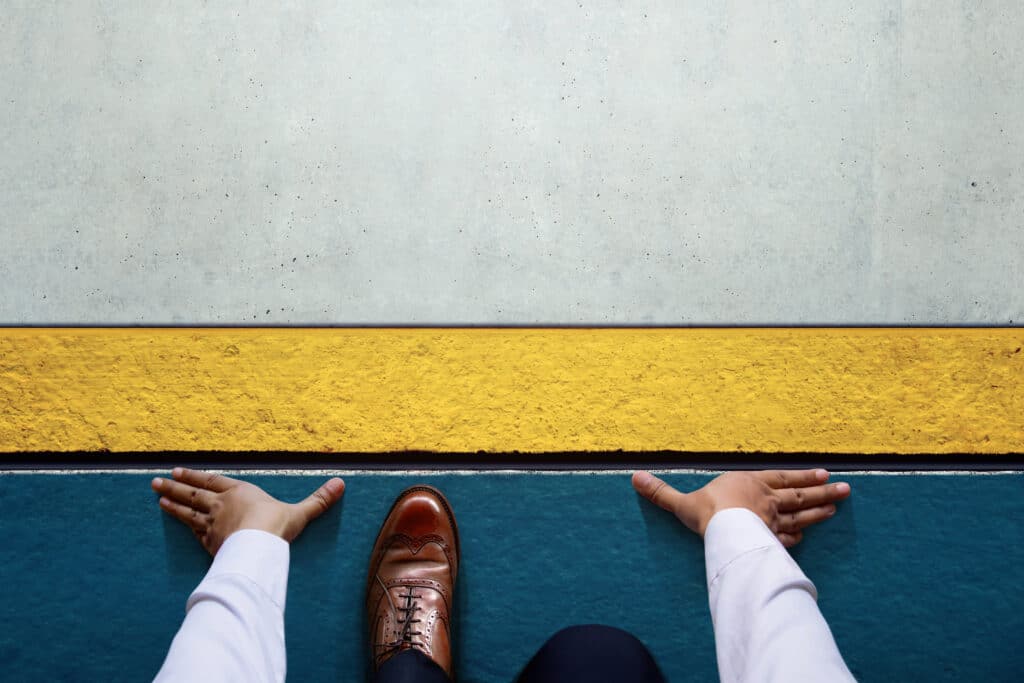 Top view of a Man on Start Line, Get Ready for New Challenge ERP implementation