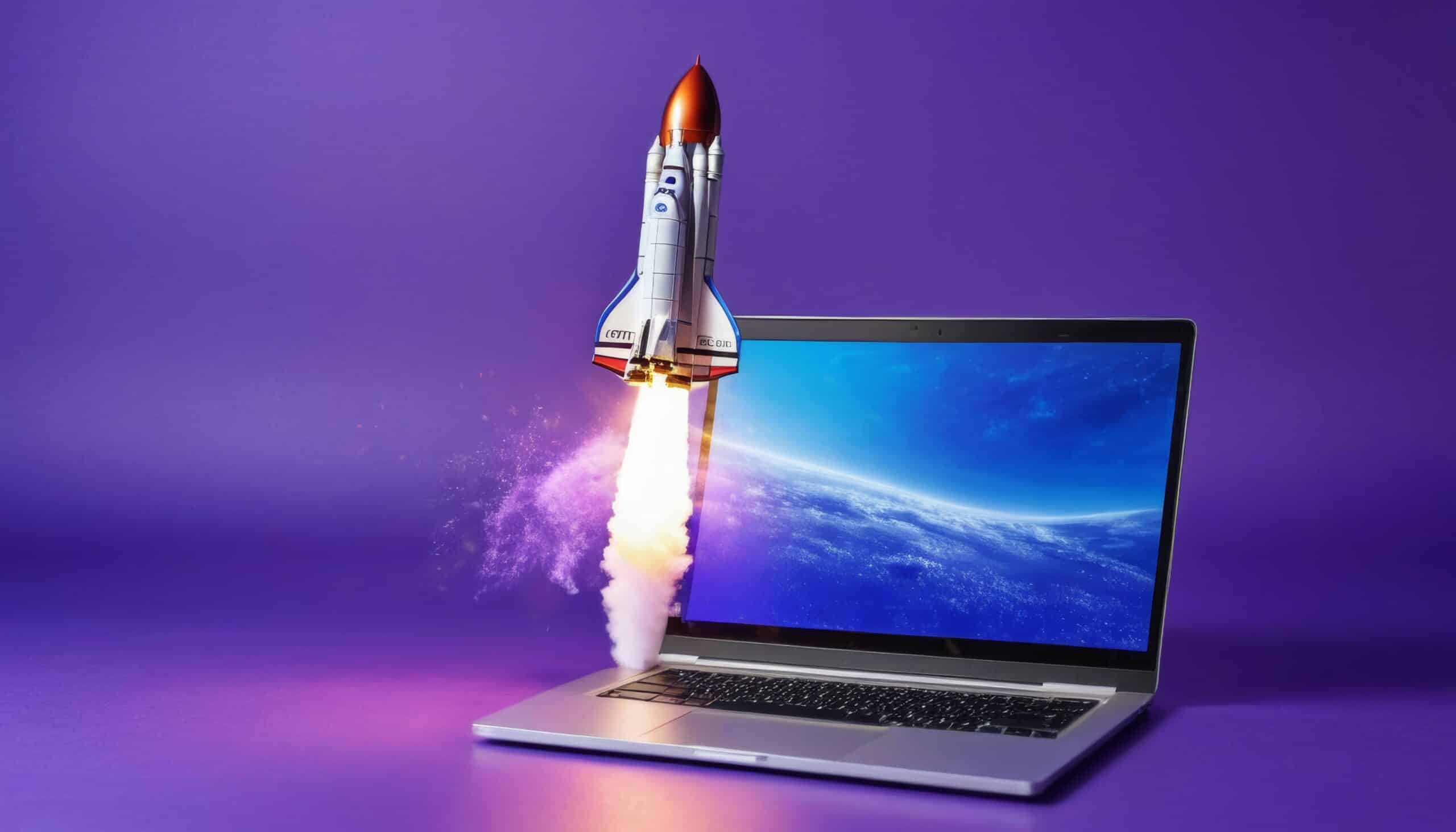 AI Rocket Blasting Out Of Laptop